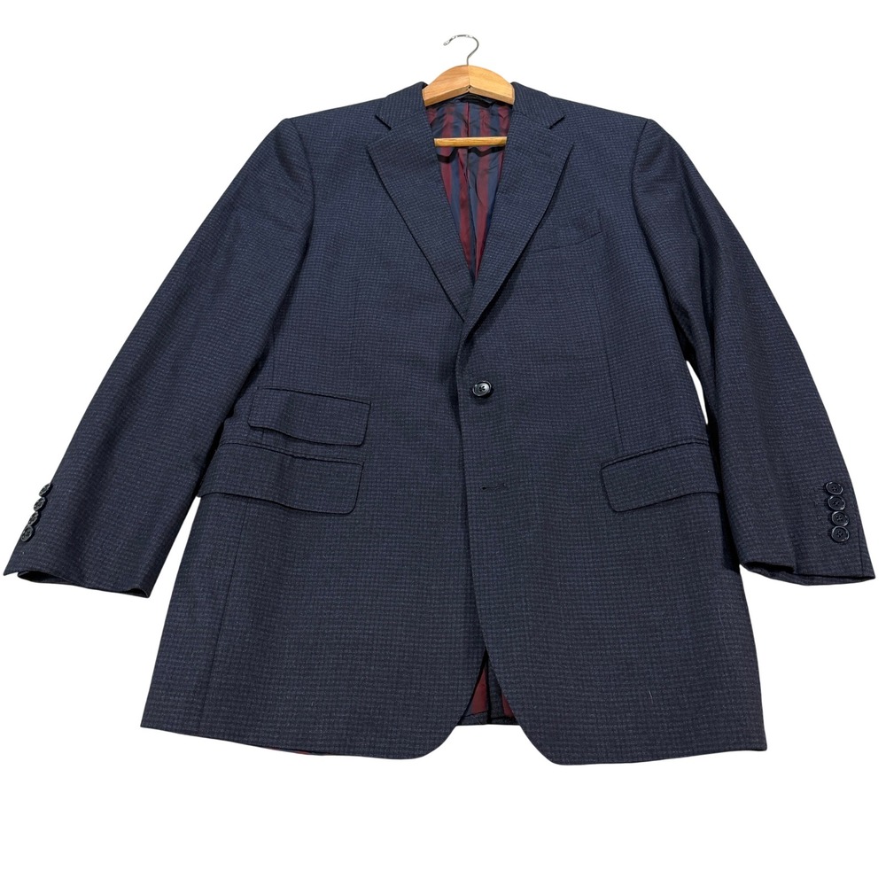 Brooks Brothers 38R Custom Classic Fit Navy Micro Check Wool Sport Coat Blazer